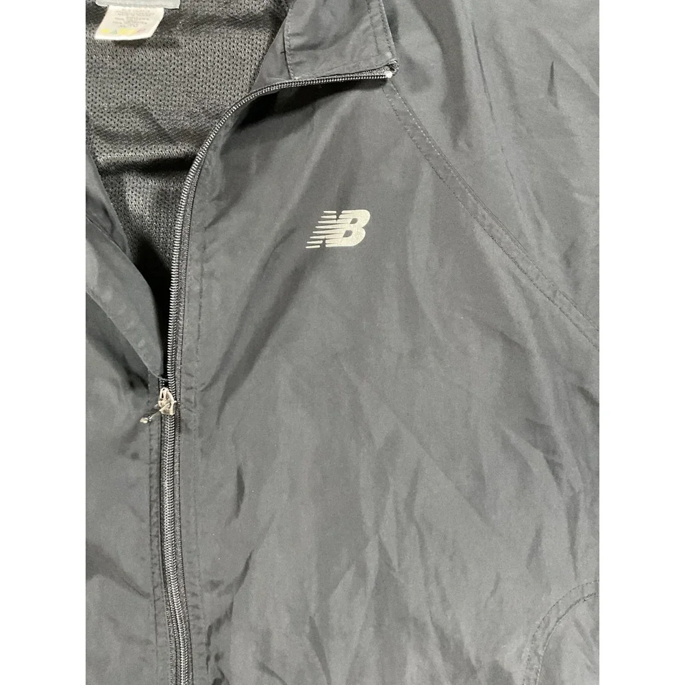 New Balance Mens XL Black Full Zip Mesh Lined Windbreaker Running Jacket 1867